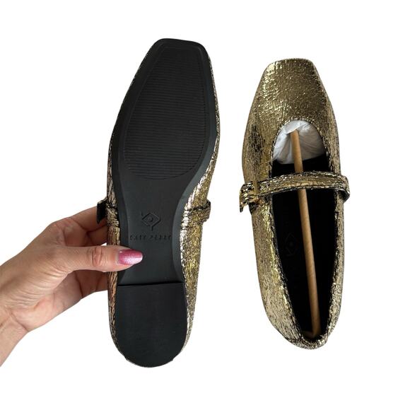 Katy Perry Evie Gold Mary Janes Square Toe Flats Women’s Size 6.5 Preppy NEW - Picture 4 of 6